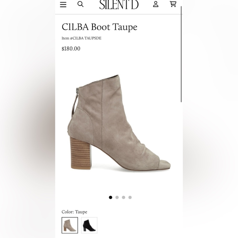 Silent D Cilba Taupe Open Toe Suede Booties Brand New in box, Size 6.5